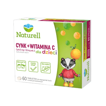 Naturell Zink + Vitamin C für Kinder, Orangengeschmack, 60 Kautabletten