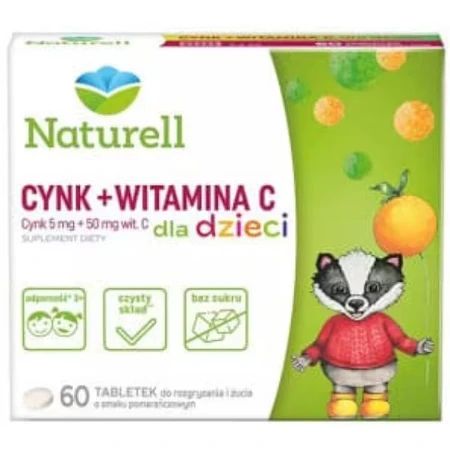 Naturell Zink + Vitamin C für Kinder, Orangengeschmack, 60 Kautabletten