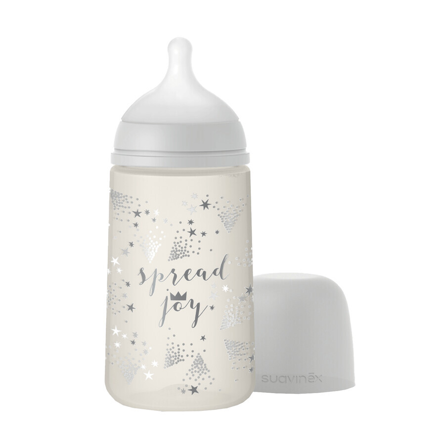 Suavinex Spread Joy, bottle with physiological teat SX Pro, medium flow, gray crown, from 3 months, 270 ml