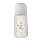 Suavinex Spread Joy, biberón con tetina fisiológica SX Pro, flujo medio, corona gris, a partir de 3 meses, 270 ml