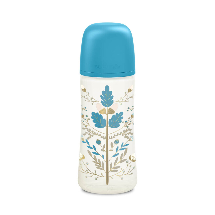 Suavinex Gold Premium, biberon avec tétine physiologique SX Pro, débit rapide, bleu, à partir de 6 mois, 360 ml