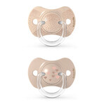 Suavinex SX Pro, pacifier, pacifier, silicone, physiologic, beige, heart, 0-6 months, 2 pieces