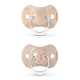 Suavinex SX Pro, chupete calmante, silicona, fisiológico, beige, corazón, 0-6 meses, 2 piezas