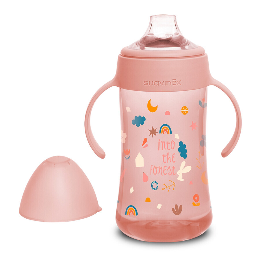 Suavinex, deuxième gobelet avec embout en silicone, à partir de 4 mois, Forest, rose, 270 ml