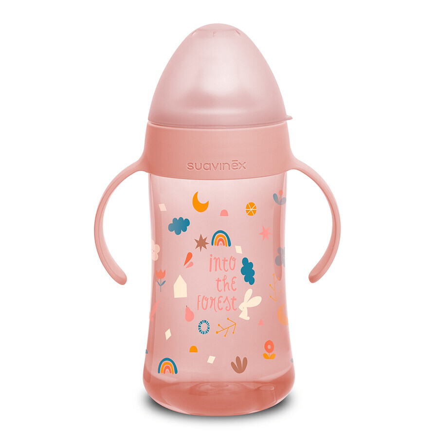 Suavinex, deuxième gobelet avec embout en silicone, à partir de 4 mois, Forest, rose, 270 ml