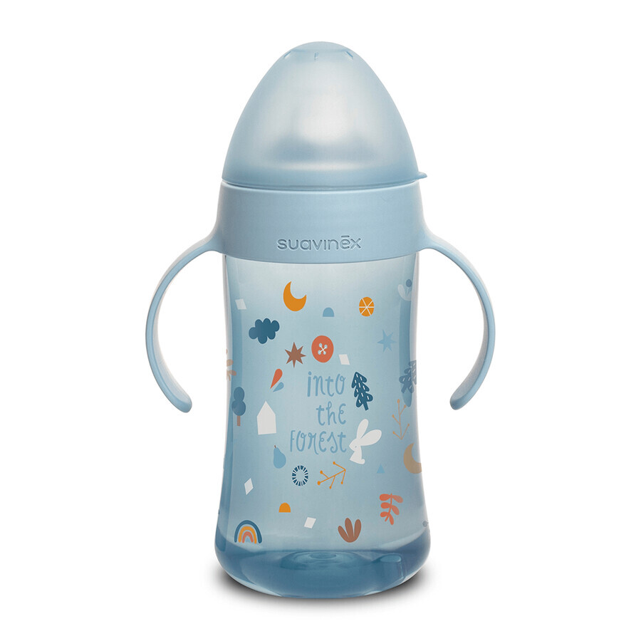 Suavinex, tweede beker met siliconen mondstuk, vanaf 4 maanden, Forest, blauw, 270 ml