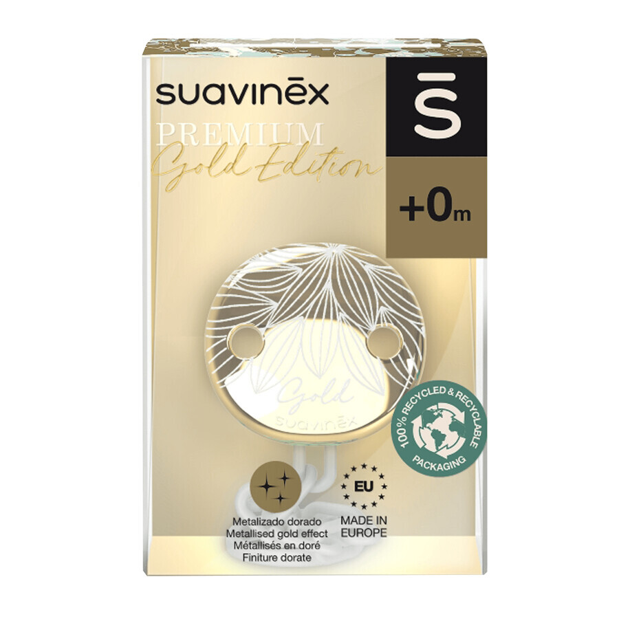 Suavinex Premium Gold Edition, dummy clip, grijs, 1 stuk