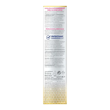 Nivea Cellular Luminous 630, Anti-Pigmentierungs-Tagescreme, SPF 50, 40 ml