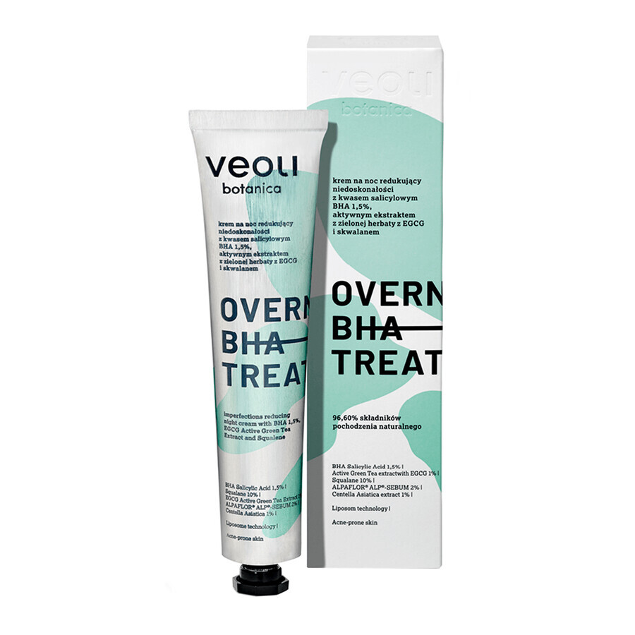 Cumpără Veoli Botanica Overnight BHA Treatment, cremă de noapte care reduce imperfecțiunile cu acid salicilic BHA 1,5%, extract activ de ceai verde cu EGCG și squalane, 50 ml Veoli Botanica Overnight BHA Treatment, cremă de noapte care reduce imperfecțiunile cu acid salicilic BHA 1,5%, extract activ de ceai verde cu EGCG și squalane, 50 ml