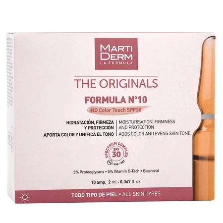 MartiDerm The Originals Formula Nᵒ10 HD Color Touch, moisturizing and fortifying serum, SPF 30, 2 ml x 10 ampoules