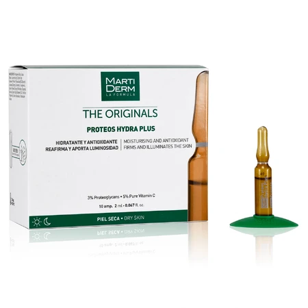 MartiDerm The Originals Proteos Hydra Plus, sérum hidratante con antioxidantes, piel seca, 2 ml x 10 ampollas