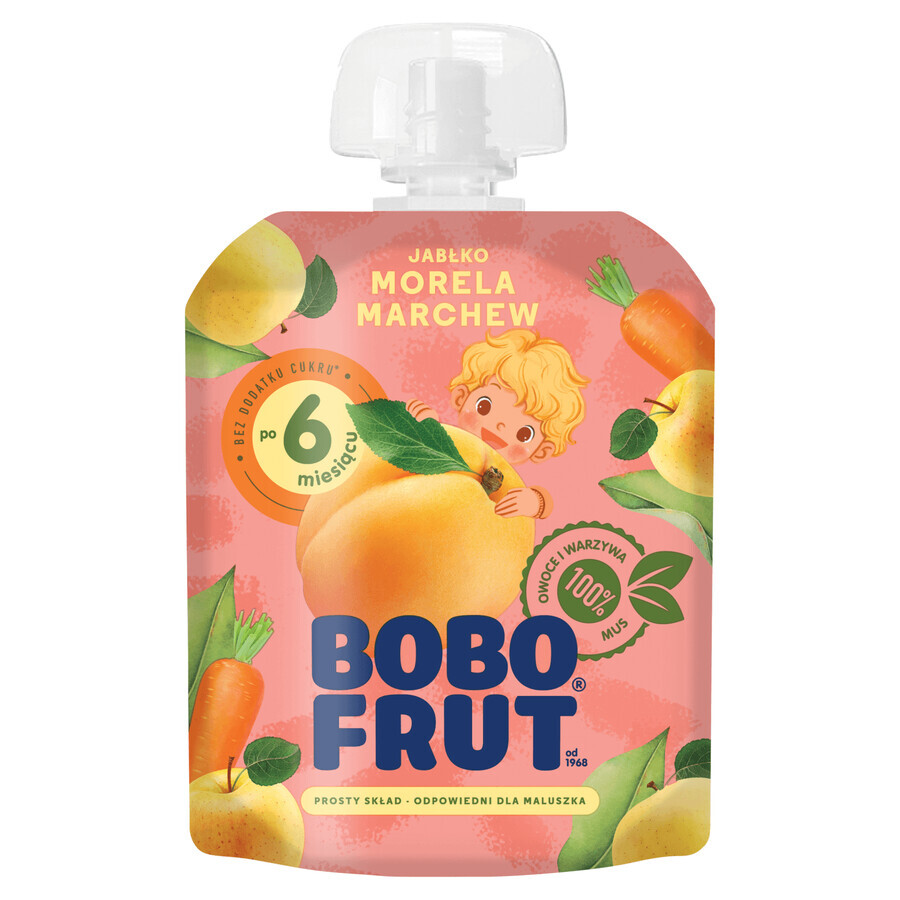 Buy Bobo Fruit Dessert in a tube, apple, apricot, carrot, after 6 months, 90 g Bobo Fruit Dessert in a tube, apple, apricot, carrot, after 6 months, 90 g
