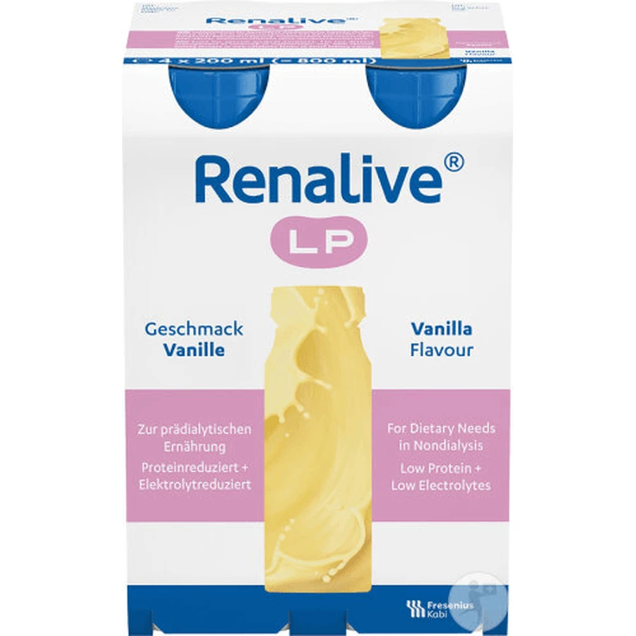 Fresubin Renal nutritional drink with vanilla flavor, 4x200 ml, Fresenius Kabi