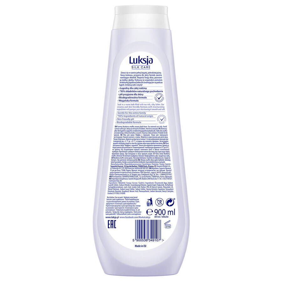 Luxja Silk Care, cremige Badelotion, leckeres Beeren-Cupcake, 900 ml Luxja Silk Care, cremige Badelotion, leckeres Beeren-Cupcake, 900 ml