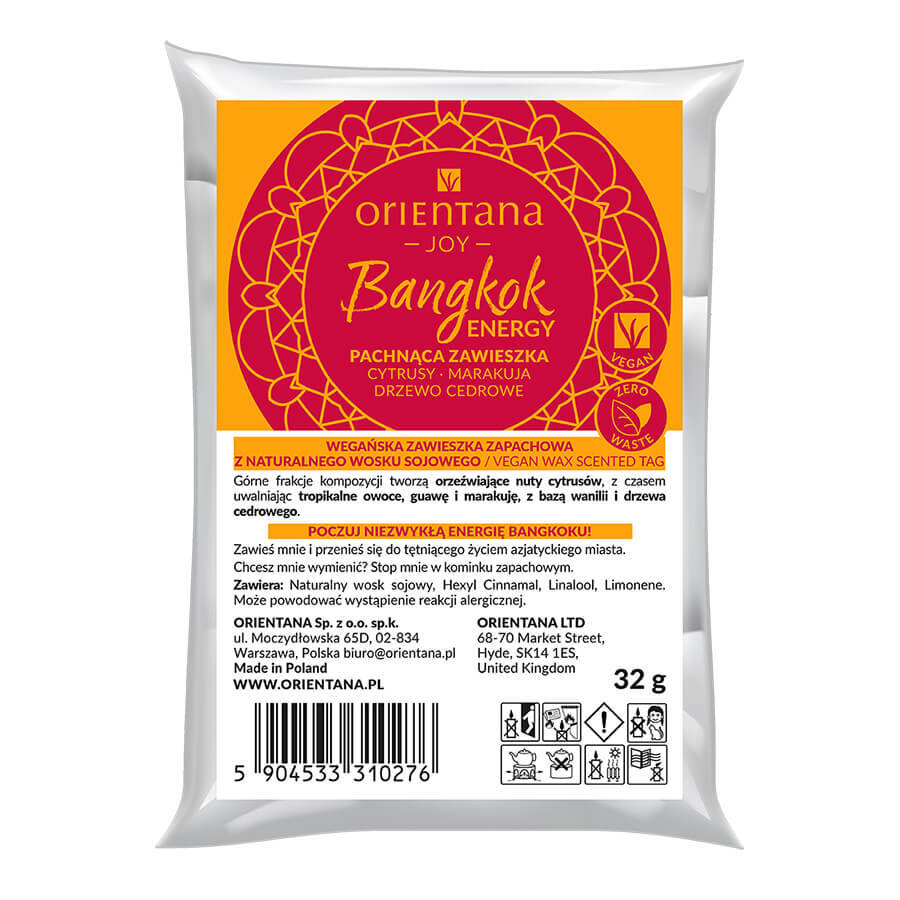 Orientana Joy, vegan scented pendant, Bangkok Energy, 1 pc