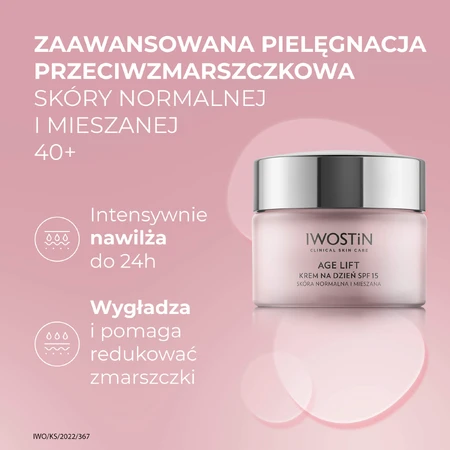 Iwostin Age Lift set, crema de día, piel normal y mixta, SPF 15, 50 ml + crema de ojos, día y noche, 15 ml