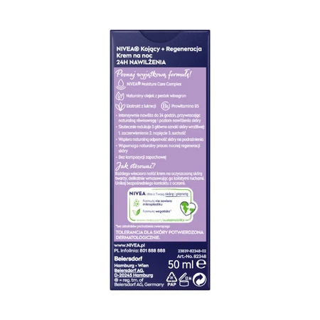 Nivea 24H Hydration, verzachtende en regenererende nachtcrème, 50 ml.