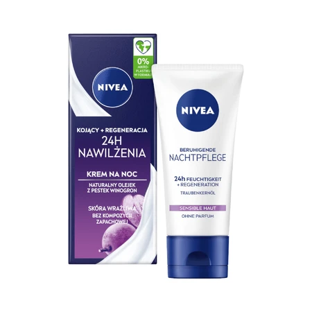 Nivea 24H Hydration, verzachtende en regenererende nachtcrème, 50 ml.
