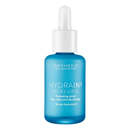Kit Dermedic Hydrain 3 Hialuro, moisturizing serum for face, neck and décolleté, dry skin, 30 ml + eye cream, 15 ml + deep moisturizing cream, 2.5 ml