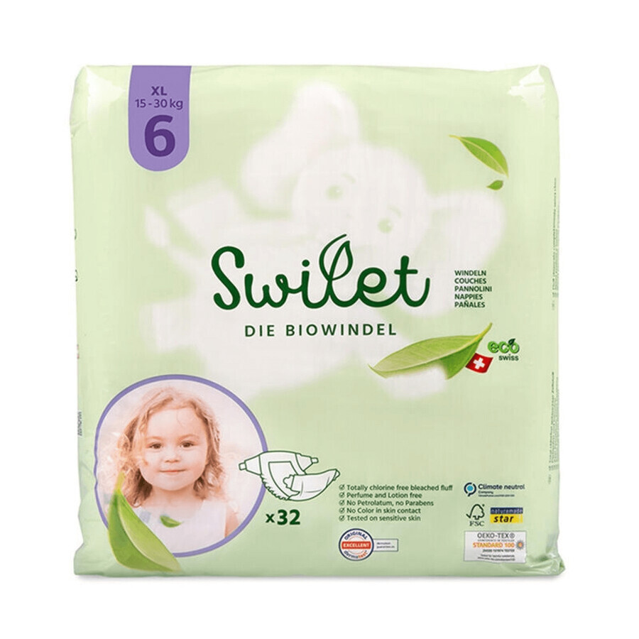 Comprar Swilet, pañales desechables biodegradables, talla XL, 15-30, kg, 32 piezas Swilet, pañales desechables biodegradables, talla XL, 15-30, kg, 32 piezas