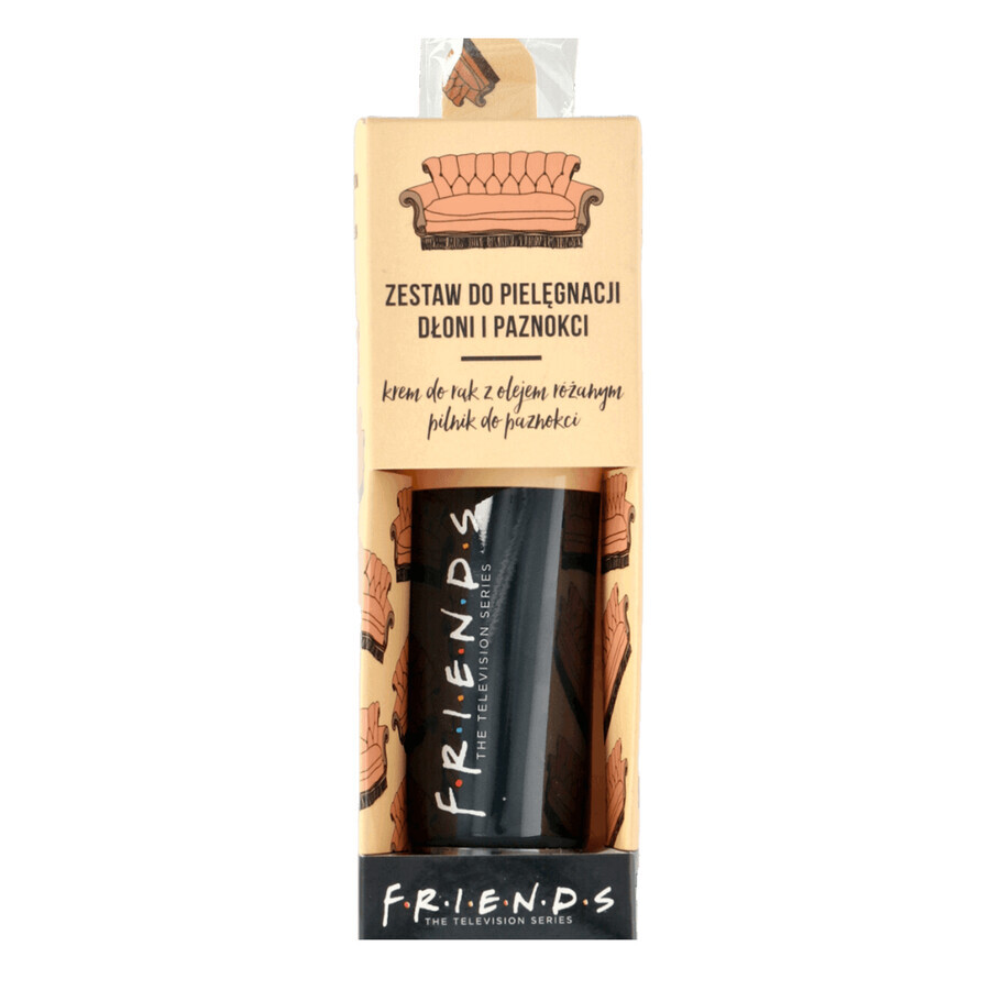 Set de cuidado de manos Friends, crema de manos con aceite de rosas, 100 ml + lima de uñas, 1 unidad