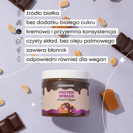 Supersonic, nut cream, chocolate flavor and caramel with pieces of nuts, 160 g