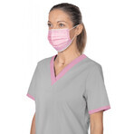 Opharm, medical mask, disposable, 3 layers, type IIR, pink, 50 pieces
