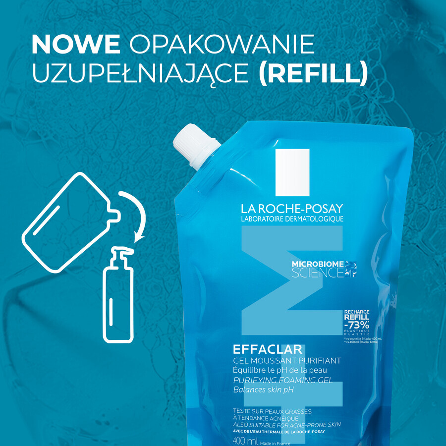 La Roche-Posay Effaclar, cleansing gel for oily and sensitive skin, reserve, 400 ml