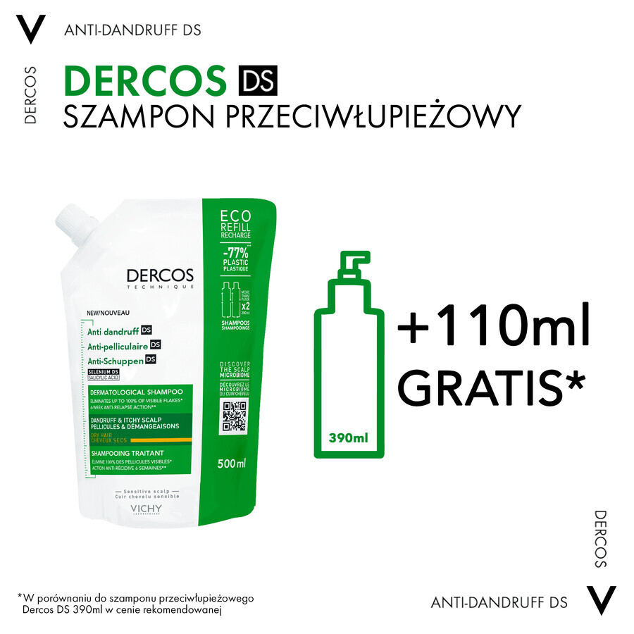 Vichy Dercos Anti Dandruff DS Anti Dandruff Shampoo Dry Hair Refill 500ml