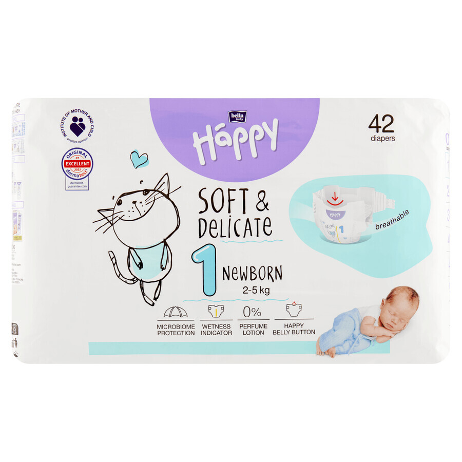 Boutique Bella Baby Happy, couches, taille 1 Nouveau-né, 2-5 kg, 42 pcs Bella Baby Happy, couches, taille 1 Nouveau-né, 2-5 kg, 42 pcs