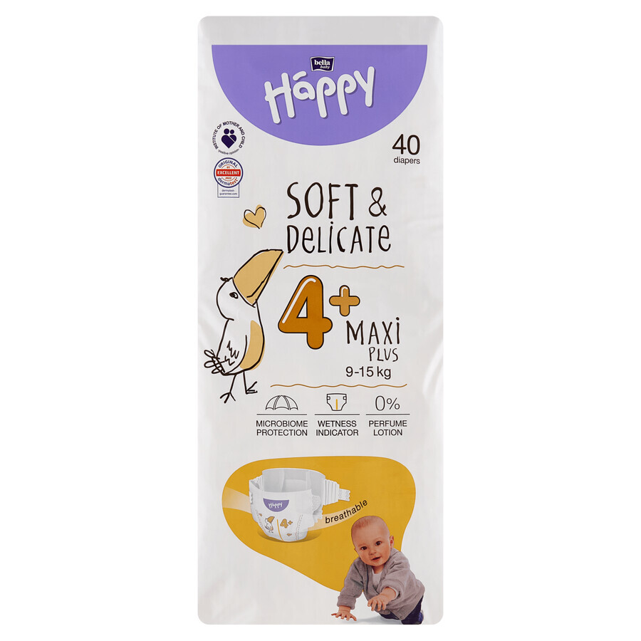 Boutique Bella Baby Happy, couches, taille 4+ Maxi Plus, 9-15 kg, 40 pcs Bella Baby Happy, couches, taille 4+ Maxi Plus, 9-15 kg, 40 pcs