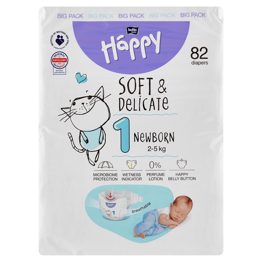 Bella Baby Happy, pannolini, taglia 1 Neonato, 2-5 kg, 82 pz.