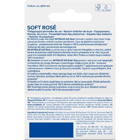 Nivea, Barra de labios, Rosa suave, 1 ud.