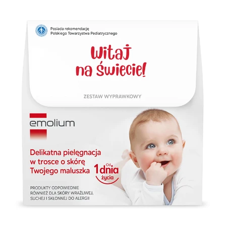 Emolium Dermocare Layette Set, Badeemulsion, 400 ml + Körperemulsion, 400 ml + Creme, 75 ml