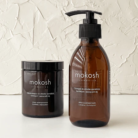 Mokosh, shampoo for rough, brittle and curly hair, cherries with amber, 200 ml