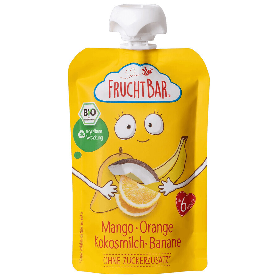 Winkel op Fruchtbar Bio fruitmousse in een tube, mango, sinaasappel, banaan, kokosmelk, na 6 maanden, 100 g Fruchtbar Bio fruitmousse in een tube, mango, sinaasappel, banaan, kokosmelk, na 6 maanden, 100 g