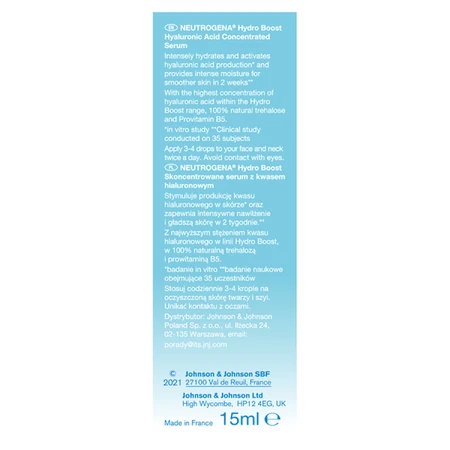 Neutrogena Hydro Boost, suero concentrado con ácido hialurónico, 15 ml