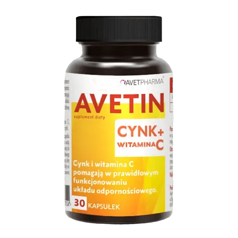 Buy Avetin Zinc + Vitamin C, 30 capsules Avetin Zinc + Vitamin C, 30 capsules