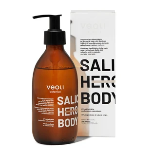 Veoli Botanica Salic Hero Body, reinigendes und peelendes Körpergel mit 2% BioGenic Sallic-210 verkapselter Salicylsäure und Aloe-Vera-Saft, 280 ml