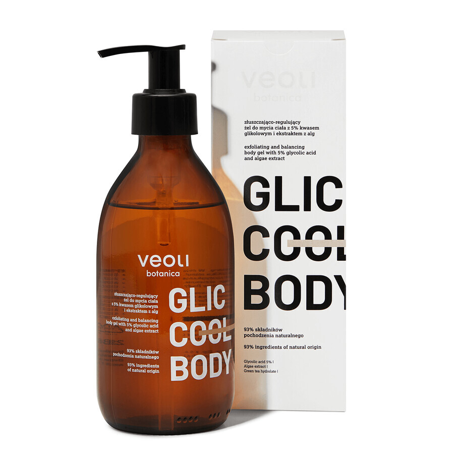 Shop Veoli Botanica Glic Cool Body, peelendes und regulierendes Körperwaschgel mit 5% Glykolsäure und Algenextrakt, 280 ml Veoli Botanica Glic Cool Body, peelendes und regulierendes Körperwaschgel mit 5% Glykolsäure und Algenextrakt, 280 ml