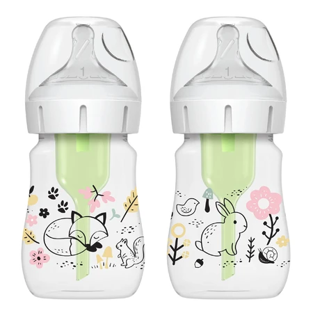 Dr Brown Anti-colic Options+, anti-colic bottle, wide neck, forest, 2 x 150 ml