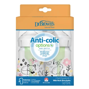 Dr Brown Anti-colic Options+, anti-colic bottle, wide neck, forest, 2 x 150 ml