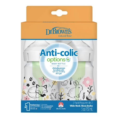 Dr Brown Anti-colic Options+, anti-colic bottle, wide neck, forest, 2 x 150 ml