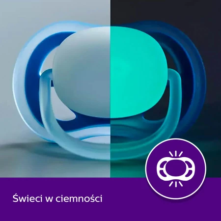 Avent Ultra Air Night, fopspeen, silicone, symmetrisch, glow-in-the-dark, meisje, SCF376/19, 0-6 maanden, 2 stuks