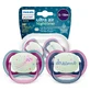 Avent Ultra Air Nighttime, fopspeen, silicone, symmetrisch, glow-in-the-dark, meisje, SCF376/14, 6-18 maanden, 2 stuks