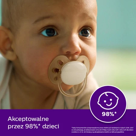 Avent Ultra Soft, chupete, silicona, simétrico, neutro, SCF091/05, 0-6 meses, 2 piezas
