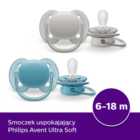 Avent Ultra Soft, chupete, silicona, simétrico, niño, SCF091/17, 6-18 meses, 2 piezas