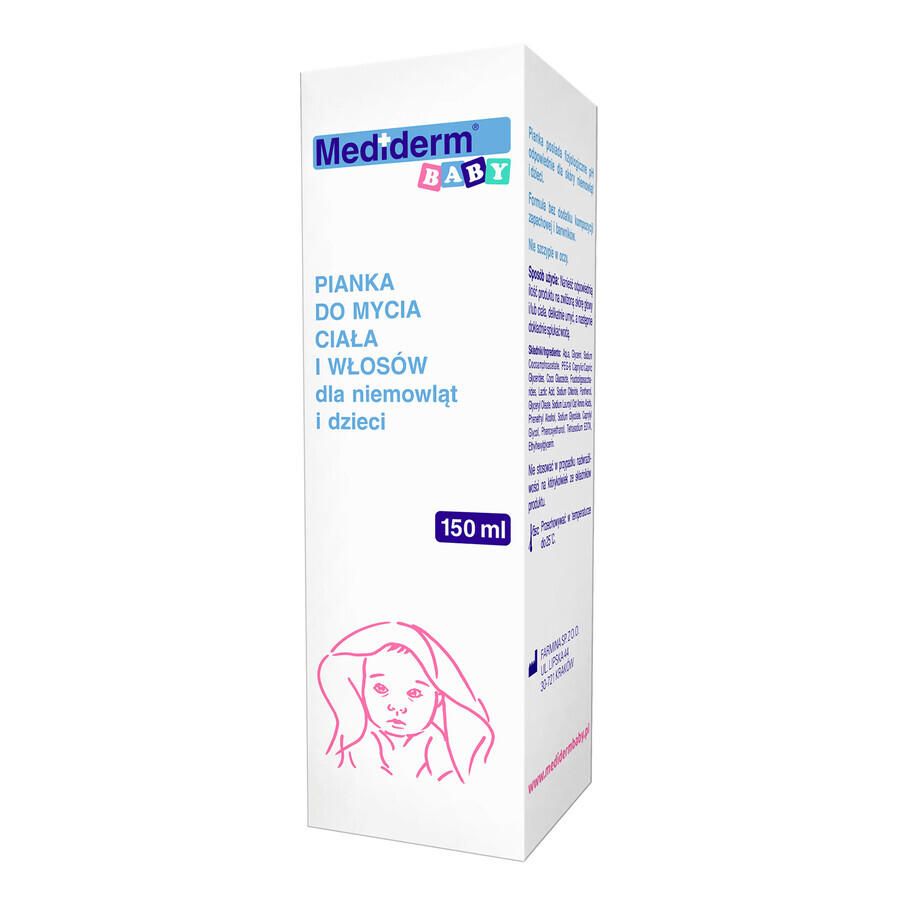 Comprar Mediderm Baby, espuma limpiadora de cuerpo y cabello para bebés y niños, 150 ml Mediderm Baby, espuma limpiadora de cuerpo y cabello para bebés y niños, 150 ml