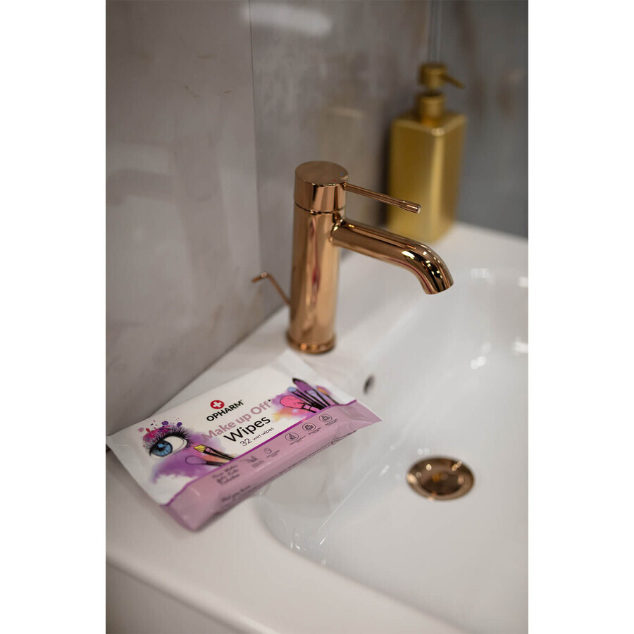 Opharm Make Up Off Wipes, lingettes démaquillantes, 32 pièces