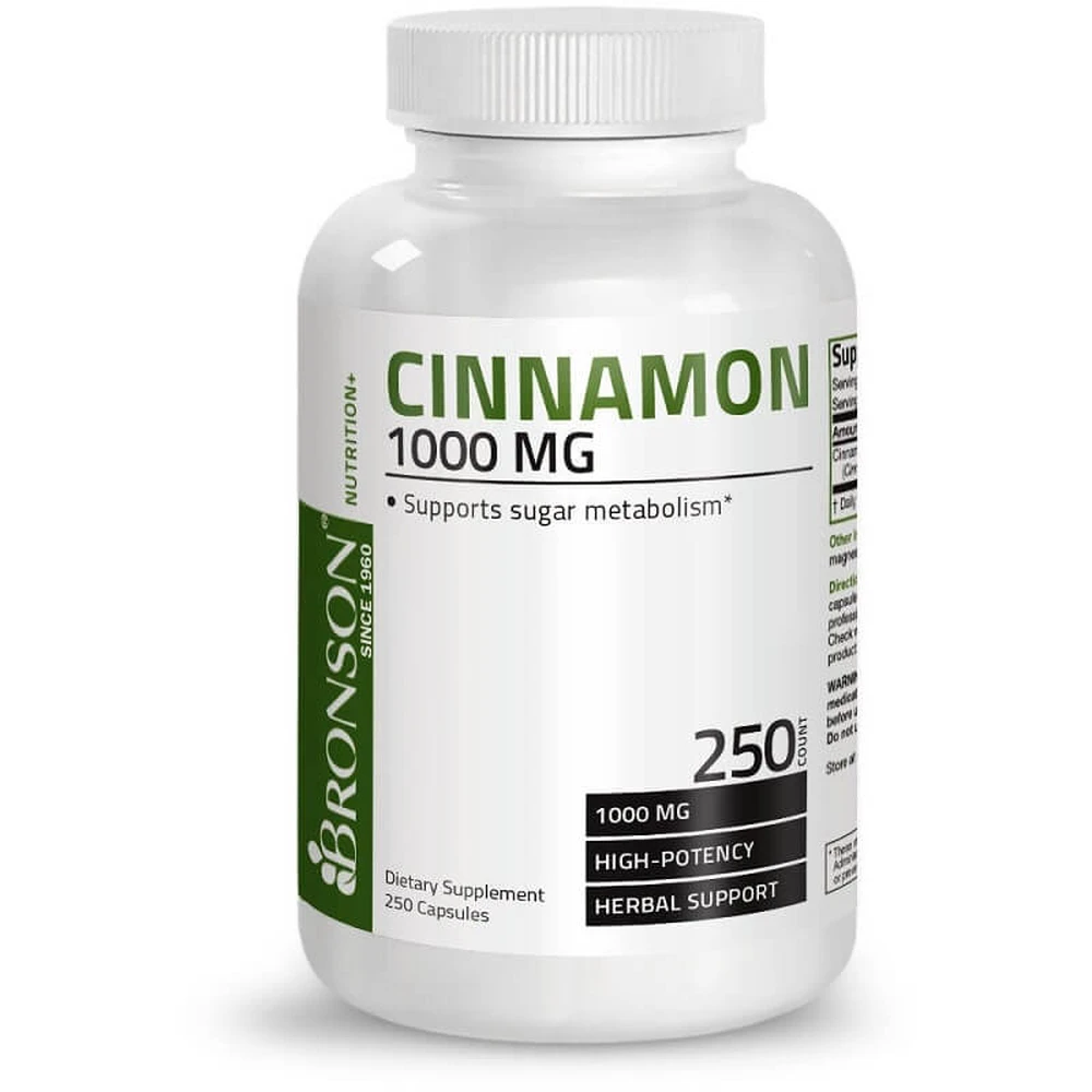 Diabetic Support Cinnamon 1000 mg, 250 capsules, Bronson Laboratories
